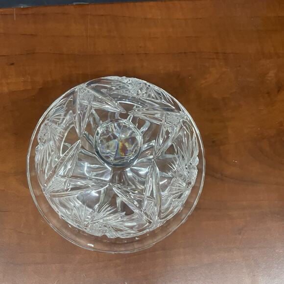 Vintage Polish Violetta Dome Lidded Cheese Butter Dish Round Pinwheel Hand Cut - Picture 6 of 10